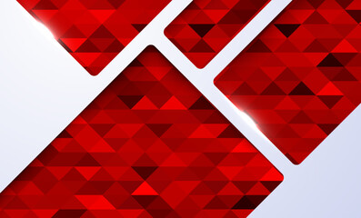 Abstract red geometric background with dynamic triangle shapes and modern ribbon style design