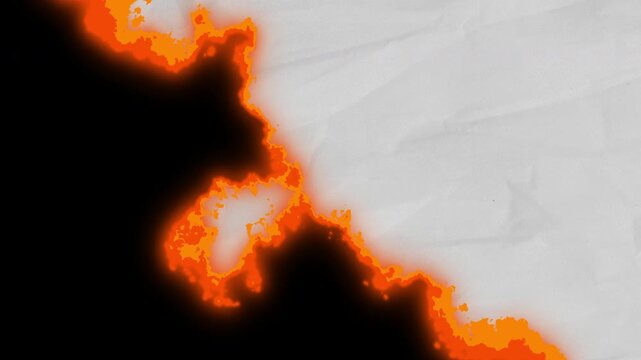 transition of fire burn on textured paper. 4k video.