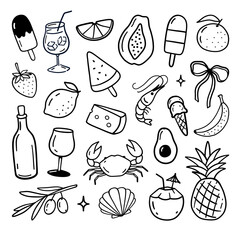 Summer food doodle set with dolce vita vibes