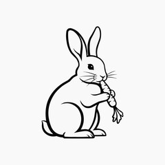 Obraz premium A charming depiction of a rabbit delicately holding and nibbling on a fresh carrot silhouette high quality professional