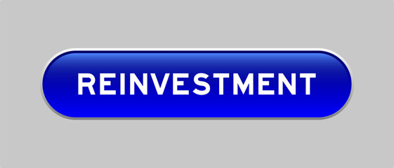Fototapeta premium Blue color capsule shape button with word reinvestment on gray background