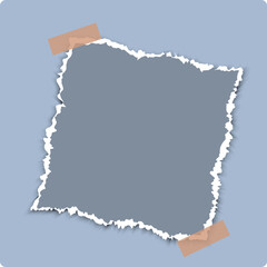 Torn Paper Note with Tape, torn paper with space for text, a torn piece of paper on a blue background, paper texture design  