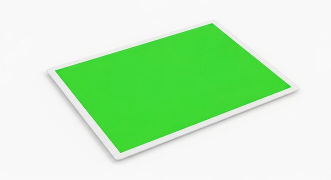 Rectangular Green Screen Display Card with White Border and Frame Isolated on a Clean White Background