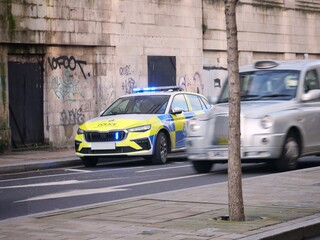 Police emergency response car British City