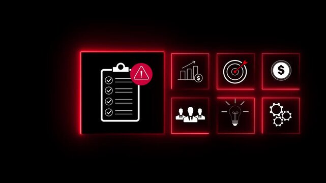 Risk management and assessment for business investment, Risky business risk management control and strategy. Motion graphics of document concept