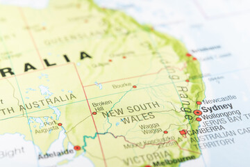 Close View Map Showing Australia