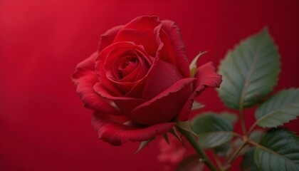 Fototapeta premium Vibrant Red Rose Closeup 