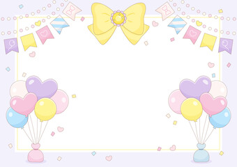 colorful heart balloon party frame 2