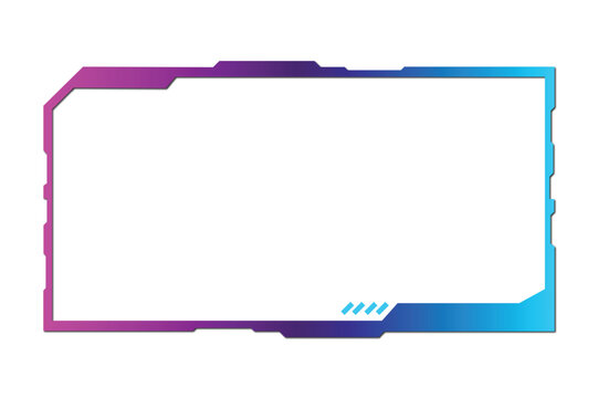 Futuristic cyan and purple gaming webcam overlay border for live stream video ui