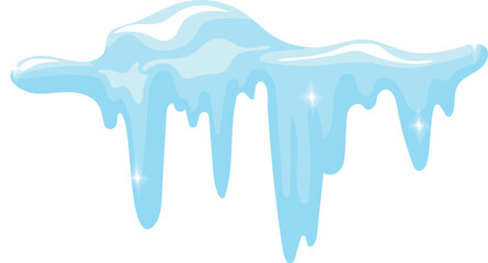 Naklejka premium Snow cap with frozen icicle hanging from roof top