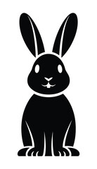 Obraz premium Cute Rabbit icon, vector illustration of happy rabbit with big ears and smiling face, isolated on white background, modern flat and minimalist design, perfect for children’s apps, websites, educationa