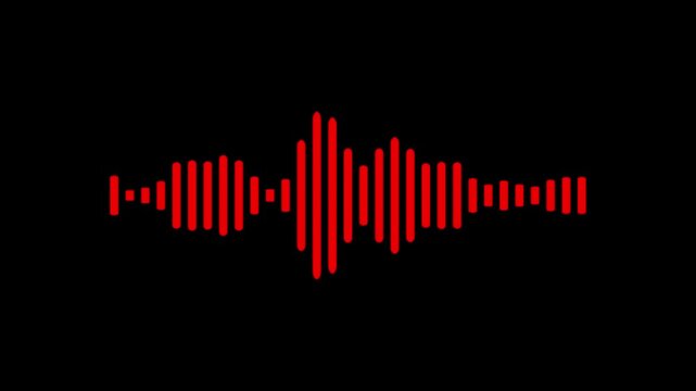 audio waveform spectrum animation. Sound waves on transparent background with alpha channel. Audio visualiser. Music equaliser. 4k animation.