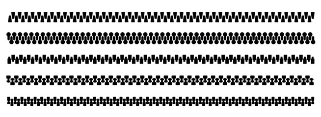 Zipper brush set. Zip vector.  Patterns with zipper brushes. © stoker