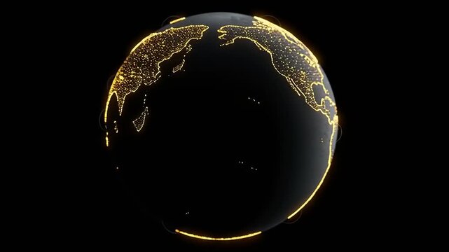 Rotating Globe with City Lights at Night.