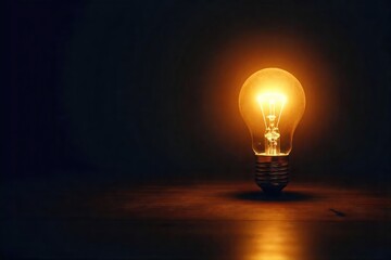 A single bright light bulb illuminates a dark room, casting a warm glow and creating intriguing shadows Symbolic of inspiration, innovation, and new ideas , knowledge, illumination