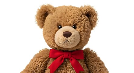Obraz premium A brown teddy bear with red bow