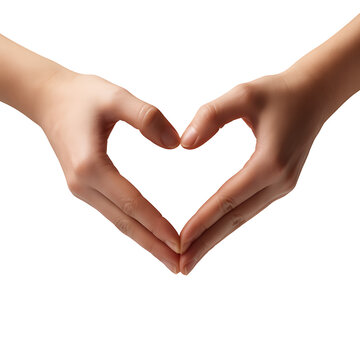 Two Hands Forming a Heart Shape, Symbol of Love and Care, Isolated on Transparent Background