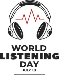 World Listening Day Icon: Illustrative representation of headphones paired with a soundwave, celebrating audio engagement on World Listening Day, July 18. 