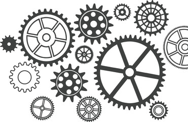 Interlocking Gears: A network of precisely crafted gears interlock and rotate, symbolizing interconnectedness, mechanics and the efficient workings of industry. 