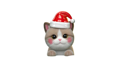 Obraz premium Cute Cat Wearing Santa Hat