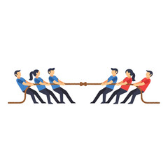 Obraz premium Tug of War Competition: Teams Pulling Rope in Opposing Directions