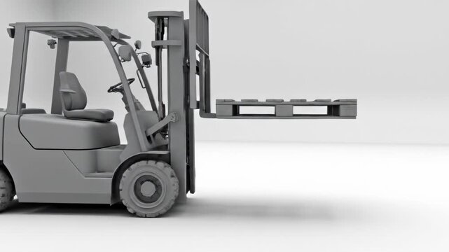 Realistic Forklift Design Ready for Loading and Unloading Pallet Operations in Warehouse