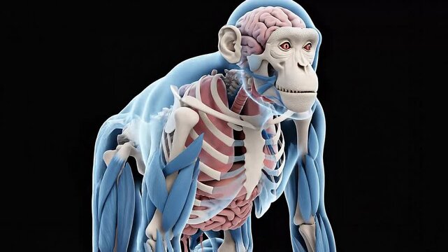 Detailed Digital Illustration of Animal Anatomy with Muscles and Skeleton