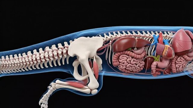 Detailed Anatomical View of a Small Mammal's Internal Organs