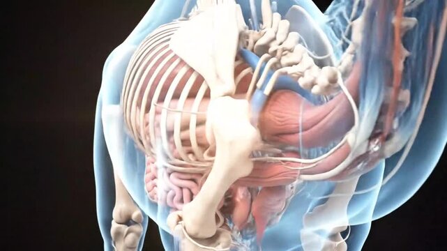 Detailed Anatomical Model of a Quadruped Animal with Visible Skeletal and Internal Structures