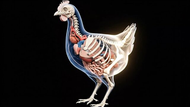 Digital Illustration of a Dinosaur Anatomy Model in Bright Colors