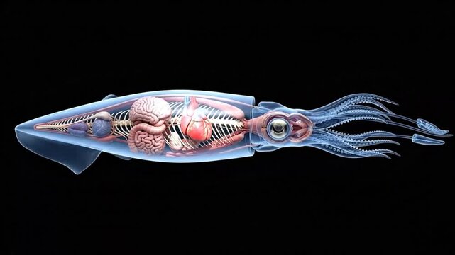 Colorful Anatomical Model of a Squid with Internal Organs