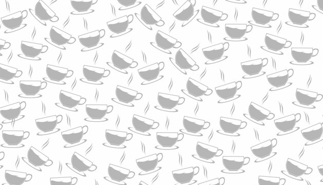 Coffee Cup Seamless Pattern Background. Repeating Beverage Motif Texture. Cafe Style Vector Design