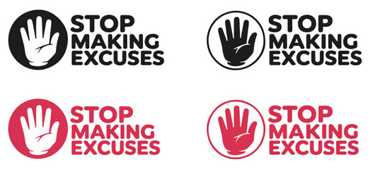 stop excuses road vector icon set © graphixecho