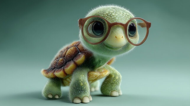 Adorable small green turtle