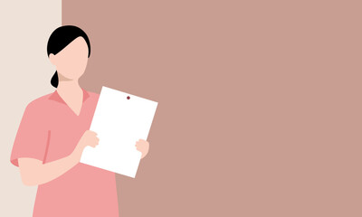 用紙を持つ女性の医療や福祉に使える人物イラスト