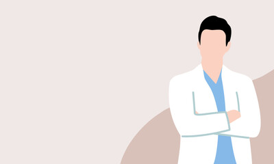 腕組みをした白衣の男性医師を描いた人物イラスト