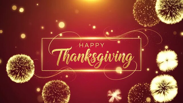 Happy Thanksgiving festive celebration with golden sparkles and decorative Ai HD video.
