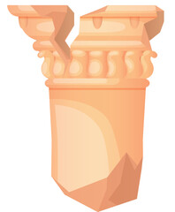 Naklejka premium Cracked antique column icon. Classic civilization ruin