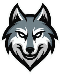 Fototapeta premium Wolf head mascot silhouette, fierce wild predator logo vector.