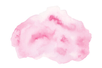 Fototapeta premium Smooth Pink Watercolor Splash. Aquarelle hand painted rose ink splatter, isolated on white background for wedding, creative romantic designs, love themes, social media, poster, cover, ads. Artistic