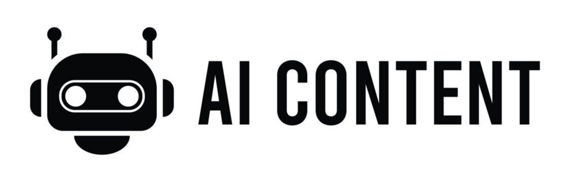 ai generated content warning label or watermark graphic template with robot icon on white background