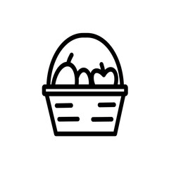 Fruit basket icon. Harvest vector icon. Vector graphic, not Artificial Intelligence, logo illustration. Replaceable vector design.