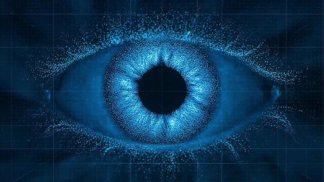 Futuristic AI Eye Scans Digital Data