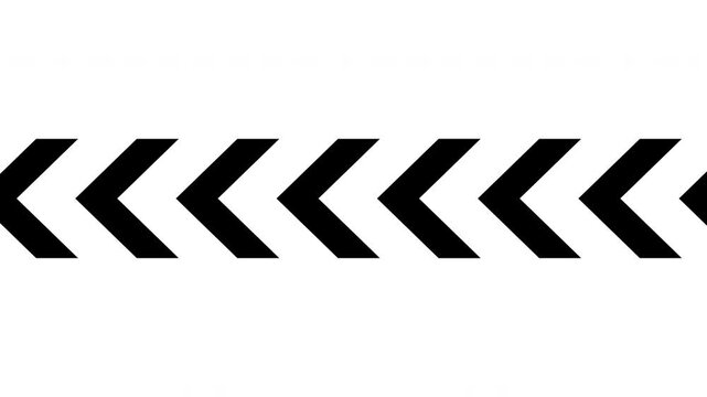 Animation of black arrow moving to the left without stopping. row concept. seamless loop animation. 4k video