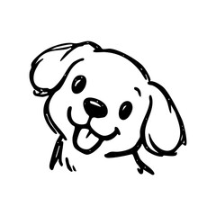 Fototapeta premium Cute puppy dog head drawing illustration.