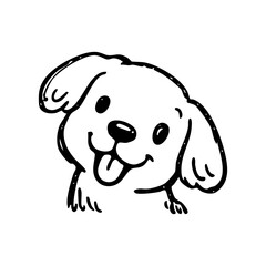 Obraz premium Cute puppy dog head with tongue out hand-drawn doodle style.