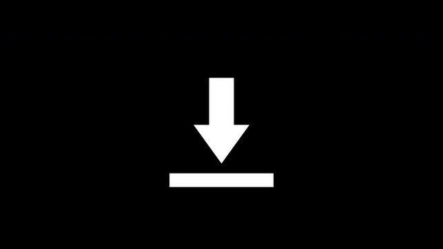 White Modern Bouncing Download Arrow Icon Loop Animation On Isolated Black Background
