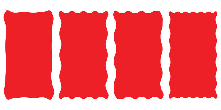 Set of Zigzag and jagged rectangle shape, Rectangle shape frame with zigzag edge. Black Zigzag edge frame. Red underlines wavy curve zig zag line pattern.
