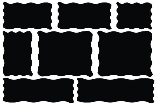 Rectangle shape frame with zigzag edge. Rectangular zigzag curved box. Decorative banners and labels set on white background. zigzag frame, zigzag edge stickers, frames, shapes, zig zag edge. 