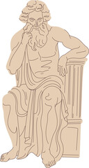 Naklejka premium Antique man statue drawing. Greek classic sculpture